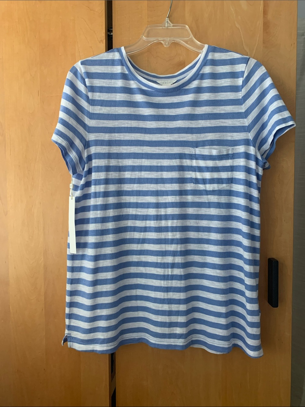 Caslon Nordstrom Stripped Pocket T-Shirt Blue White Size M